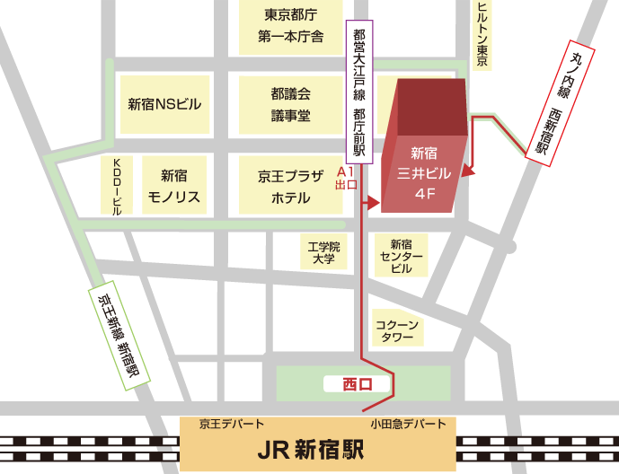 新宿駅からの地図