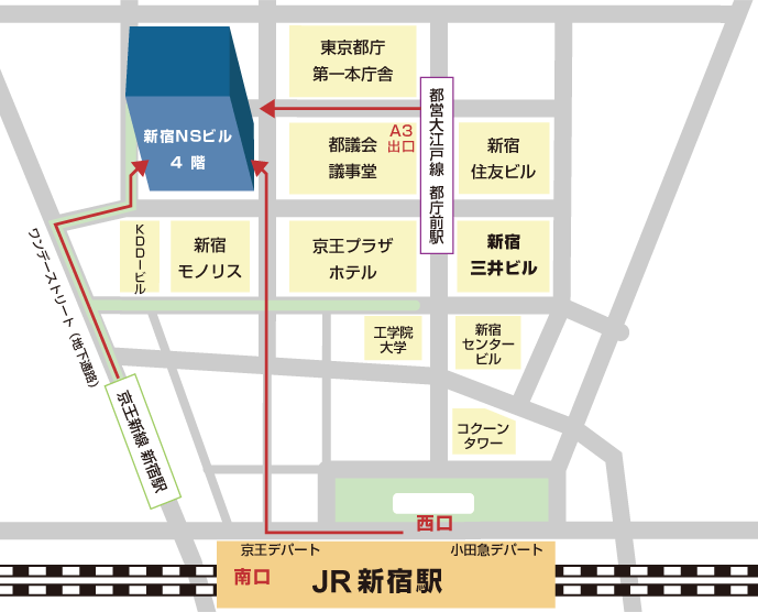 新宿駅からの地図